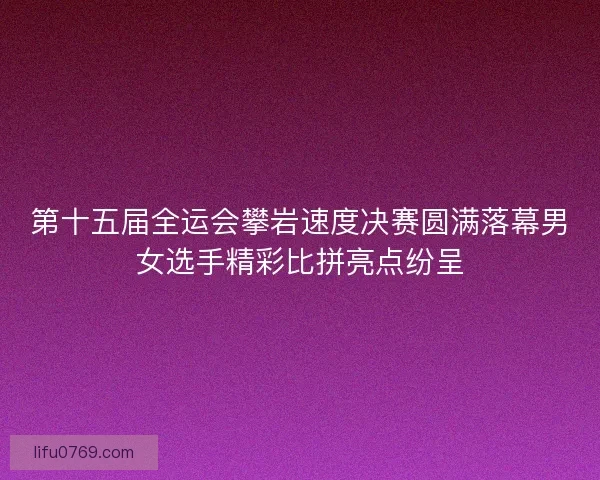 第十五届全运会攀岩速度决赛圆满落幕男女选手精彩比拼亮点纷呈